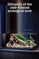 Filtre latéral en verre ultra-clair JSD Jinjing pour aquarium, filtration intégrée, pompe silencieuse, sans changement d'eau, lumière LED à spectre complet