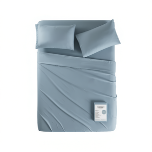 Parure de draps individuels Viasoft bleu clair, 2000 fils, en coton respirant et hypoallergénique, pour la maison - Product Image 1