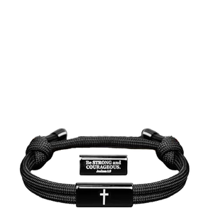 Pulsera <span class=keywords><strong>de</strong></span> Pareja <span class=keywords><strong>de</strong></span> Acero Inoxidable con Cruz Trenzada, Verso Bíblico Cristiano, Cruz Negra Unisex, Bautismo Católico, Confirmación - Product Image 1