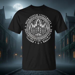 T-shirt du département de la littérature de l'université Miskatonic, design gothique noir, thème d'horreur - Product Image 3