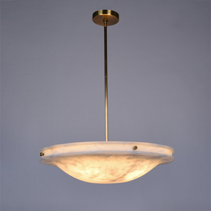 Luxury Natural Alabaster Bowl Chandelier Custom Brass Pendant <b>Ceiling</b> <b>Light</b> for Hotel Villa Dining Room Project Lighting - Product Image 1