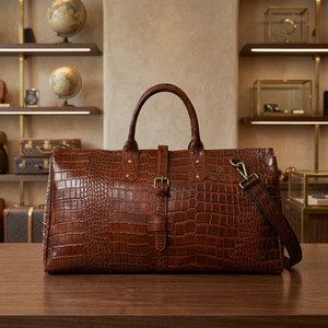 Bolso de Viaje de Cuero Genuino con Logotipo Personalizado, Estilo Vintage, Ligero, Gran Capacidad, con Cierre, Unisex, Asa Suave, B S - Product Image 1