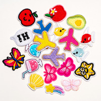 Autocollant brodé papillon pour ordinateur, petite taille, avion, fruit, dessin animé, autocollant en tissu brodé, badge de décoration pour vêtements de bébé