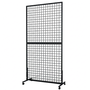 Étagère de supermarché autoportante noire robuste en treillis métallique, à double base en T, 5 niveaux, simple face, pour foire artisanale et exposition d'art - Product Image 1