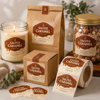 Étiquette autocollante personnalisée en feuille d'or pour caramel salé, imperméable, pour l'emballage des pots de caramel.