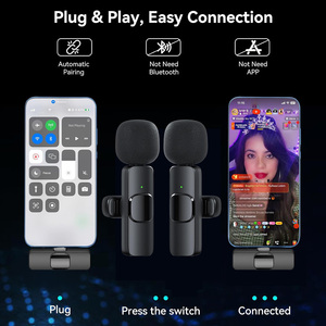 Chuyên nghiệp không dây Lavalier ve áo <span class=keywords><strong>Microphone</strong></span> đa hướng ngưng ghi âm Mic phỏng vấn video podcast vlog Youtube - Product Image 4