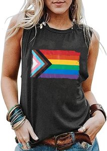 Camisetas de Orgullo <span class=keywords><strong>Gay</strong></span> para Mujer, Camisetas sin Mangas con <span class=keywords><strong>Bandera</strong></span> del Arcoíris del Progreso, Camisetas sin Mangas con Cuello Redondo de Mezcla de Algodón con la Igualdad LGBTQ - Product Image 1