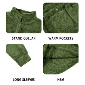 Veste polaire à boutons Sherpa avec logo personnalisé en laine d'agneau à fourrure chaude pour l'hiver vente en gros - Product Image 3