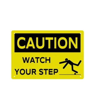 Custom Metal Safety Sign Caution Watch Your Step Sign Waterproof Warning Sign Plate