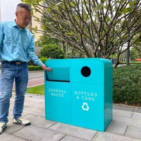 Poubelle de recyclage extérieure durable Grande poubelle de dessin animé en acier galvanisé avec couvercle pour parc d'attractions, école, utilisation en extérieur