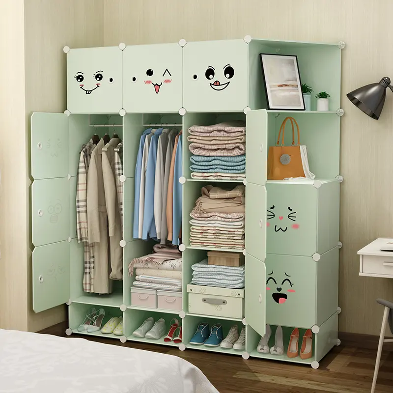 Armario organizador portátil de plástico, armario plegable para ropa, mueble de dormitorio de Color, bricolaje, nuevo estilo