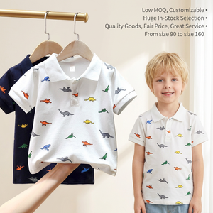 Dalla taglia 90 alla taglia 160, <span class=keywords><strong>polo</strong></span> a maniche corte con stampa di dinosauri per ragazzi, <span class=keywords><strong>t</strong></span>-shirt casual estiva in cotone con colletto per bambini per l'uso quotidiano - Product Image 1