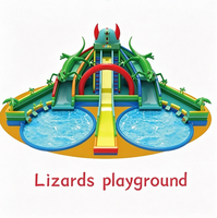 Parc aquatique gonflable Bay Dinosaur Flower Castle avec toboggan et piscine, équipement d'amusement commercial extérieur pour enfants, idéal pour les entreprises de location
