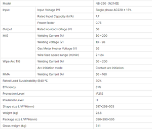 JASIC MIG KAYNAK MAKINESİ NB-250 (N214II) MIG gaz korumalı kaynakçı All-in-one MMA MIG KAYNAK MAKINESİ 220V - Product Image 6