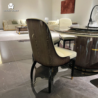 Ensemble table et chaises de salle à manger sur mesure de l'usine de Foshan, table de salle à manger de luxe avec plateau en marbre, 6 places avec chaises pour hôtel, villa, projet