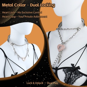 FISTSX Metal <b>Collar</b> with Leash <b>BDSM</b> <b>Collar</b> Bondage Gear Couples SM Role Play Game Sex Toys for Women Men - Product Image 6
