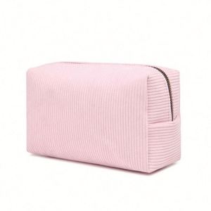 Nouvelle trousse de maquillage en toile grande capacité avec logo personnalisé, sac de rangement portable en velours côtelé pour soins de la peau et articles de toilette, style tendance, en stock - Product Image 2