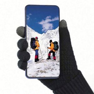 Guantes Cálidos de Invierno para Hombre y Mujer, Mitones Clásicos de Punto Elástico, Viscosa/Poliéster, Dedos Completos, Colores Personalizados, Rayados, para Exteriores - Product Image 3