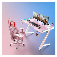 X Z forme personnalisé rose table de jeu chaise led rvb lumières ordinateur portable bureau avec porte-gobelet pour fille garçon