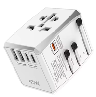 Nouvel adaptateur de voyage compact UNI réglable 45W, charge rapide, prise multifonctionnelle conçue pour les voyages légers et l'usage quotidien
