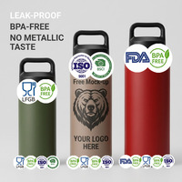 Botella de Agua Aislada de Acero Inoxidable con Acabado Mate, Doble Pared, Aislamiento al Vacío, Termo Deportivo con Tapa y Asa para Correr