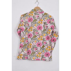 Nouvel ensemble de pyjama en coton à motif floral, imprimé à la main, vêtements de nuit pour femmes, ensemble de détente léger pour l'été - Product Image 3
