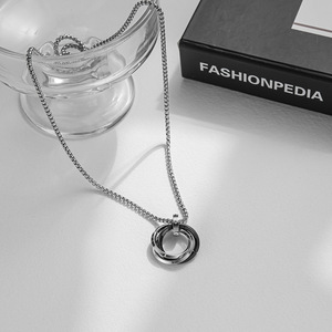 맞춤형 연동 3 링 펜던트 거울 광택 스테인레스 스틸 라운드 목걸이 남성용 - Product Image 4