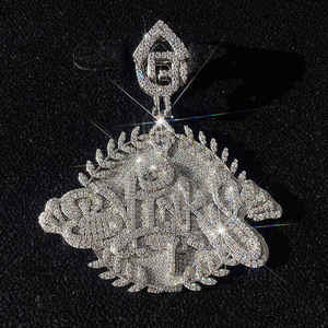 จี้โมอิสซาไนต์แบบวินเทจสั่งทำพิเศษ ประดับเพชรแบบ Iced Out เงินสเตอร์ลิง VVS สไตล์ฮิปฮอป สร้อยคอพร้อมจี้สลักอักษรย่อตามสั่งสำหรับผู้ชาย - Product Image 4