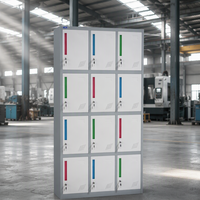 Casier en acier à 12 portes, armoire de rangement en métal avec serrure à clé, moderne, assemblé pour usine, école, gymnase, supermarché et bureaux