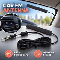 Antena Radio FM Perekat Datar dengan Colokan DIN Cincin Ferit Pilihan Kabel 3m 5m untuk Penerima Stereo
