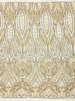 Dentelle en tulle vintage à motifs géométriques Paisley symétriques, ornée de strass, perles, sequins et perles lourdes pour robe de soirée sirène ou de mariée
