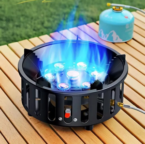Table de cuisson extérieure Ménage extérieur Portable <span class=keywords><strong>Butane</strong></span> 7 brûleurs Four Cuisinière Laiton Grand brûleur Portable Camping Cuisinière à gaz - Product Image 6