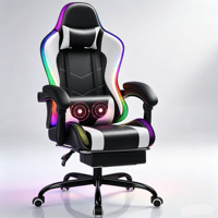 Chaise de jeu moderne en cuir PU RGB avec télécommande, ergonomique, réglable en hauteur, accoudoirs, repose-pieds, massage, soutien lombaire, pivotante