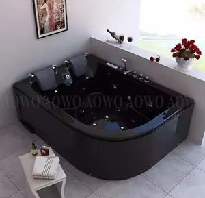 黑色浴缸2双亚库浴缸皇家浴室水疗浴缸现代水疗亚克力按摩浴缸价格