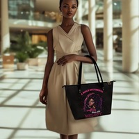 Sac à main en cuir pour femme à motif fille africaine, impression à la demande, livraison directe, sac fourre-tout polyvalent et personnalisé pour femme