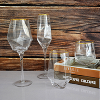 Verres à vin en cristal transparent géométrique en forme de diamant, élégants pour le champagne, ensemble de verres pour les événements de mariage et la dégustation de vin rouge