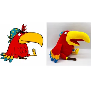 2023 Custom Red Macaw gefüllt niedlichen Kinder Plüschtiere Papagei mit benutzer definierten Hut und Maske