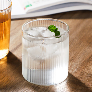 Tasse à café 300 ml en <span class=keywords><strong>verre</strong></span> transparent rayé – <span class=keywords><strong>Lot</strong></span> <span class=keywords><strong>de</strong></span> verres à eau, vin, <span class=keywords><strong>whisky</strong></span>, jus pour la maison – Vaisselle en <span class=keywords><strong>verre</strong></span> - Product Image 1