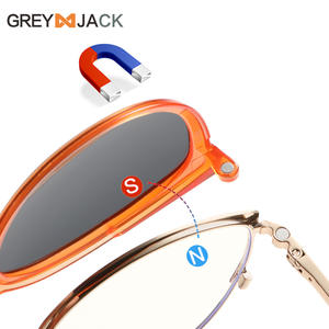 Gafas de Sol Magnéticas Grises con Clip, Montura de Acero Inoxidable, Lentes Polarizadas TAC, Estilo Ojo de Gato, Unisex, con Espejo - Product Image 1