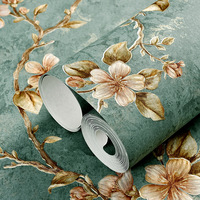 3D Blumenmuster Selbstklebende Abnehmbare Vlies-Tapete Wasserdicht Abziehen und Aufkleben Amerikanischer Stil für Wohnzimmer Schlafzimmer TV-Wand