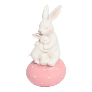Decorazioni pasquali europee graziose decorazioni in resina di coniglio resuscitato decorazione da tavolo per la casa regalo di Pasqua - Product Image 1
