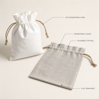 Pochette en coton et lin avec cordon de serrage pour bijoux, pochettes d'emballage cadeau personnalisées multicolores avec logo