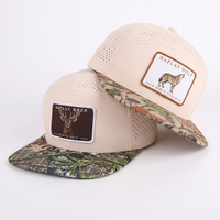 Gorra de Béisbol Snapback de Camuflaje con Visera Plana, 7 Paneles, Logotipo Bordado Personalizado, Impermeable, con Orificios Cortados con Láser, al por Mayor