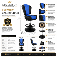 Chaise de casino SUCCESSOR avec logo, chaise de poker de luxe avec vérin à gaz Foshan, chaise de casino haut de gamme, prix usine