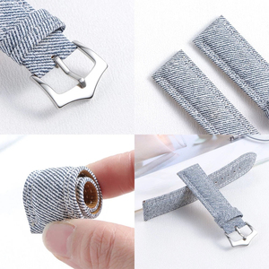 Correa de reloj Upro Premium híbrida de lona y cuero, 18mm 20mm 22mm, impermeable, de mezclilla, duradera, deportiva - Product Image 4