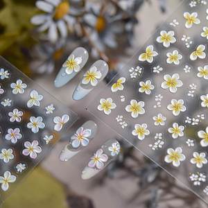 Decoración Autoadhesiva 5D con Flores en Relieve, Color <span class=keywords><strong>Pastel</strong></span> <span class=keywords><strong>Amarillo</strong></span>, Diseño Floral Colorido, Pétalos de Flores de Jardín, para Manicura - Product Image 3