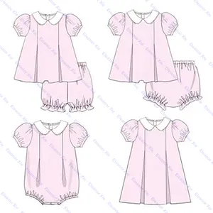 シスターズマッチングキッズ女の子服セット夏無地コットンモノグラム幼児ベビー服女の子ショートセット