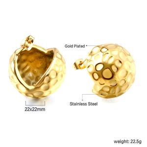 ต่างหูแบบขายส่ง ต่างหูสตั๊ด ทอง 18k สแตนเลส รูปทรงหยดน้ำแบบไม่สมมาตร สำหรับผู้หญิง ต่างหูรูปหัวใจแบบกลวง - Product Image 3