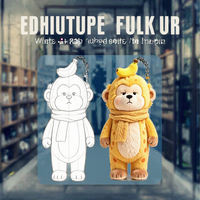Porte-clés en peluche singe brun - Accessoire animal en peluche de dessin animé pour enfants