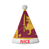 Chapeau de Noël au design personnalisé du Sri Lanka, bonnet de Noël en polaire avec pompon blanc, couvre-chef festif pour les fêtes et les spectacles